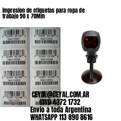 impresion de etiquetas para ropa de trabajo 90 x 70Mm