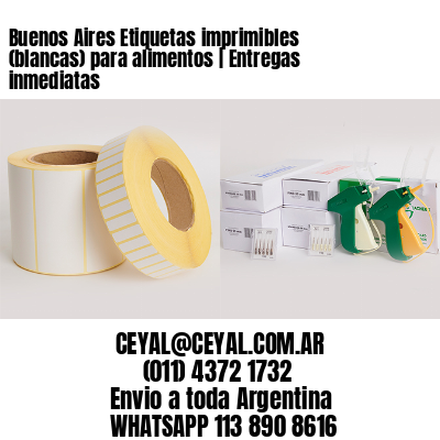 Buenos Aires Etiquetas imprimibles (blancas) para alimentos | Entregas inmediatas