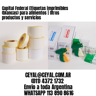 Capital Federal Etiquetas imprimibles (blancas) para alimentos | Otros productos y servicios