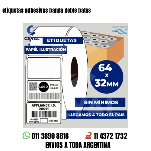 etiquetas adhesivas banda doble batas