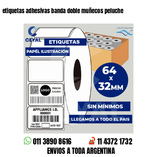 etiquetas adhesivas banda doble muñecos peluche