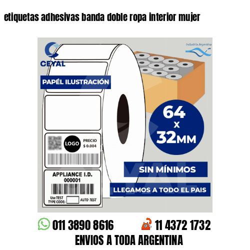 etiquetas adhesivas banda doble ropa interior mujer