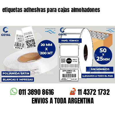 etiquetas adhesivas para cajas almohadones