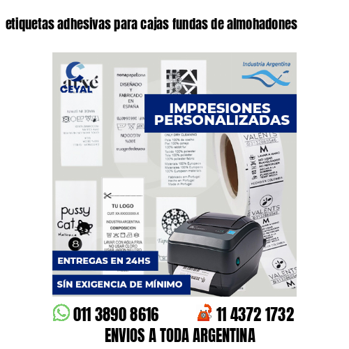 etiquetas adhesivas para cajas fundas de almohadones