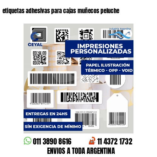 etiquetas adhesivas para cajas muñecos peluche