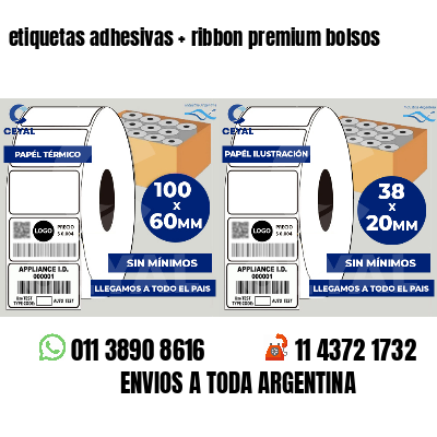 etiquetas adhesivas   ribbon premium bolsos