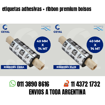 etiquetas adhesivas   ribbon premium bolsos