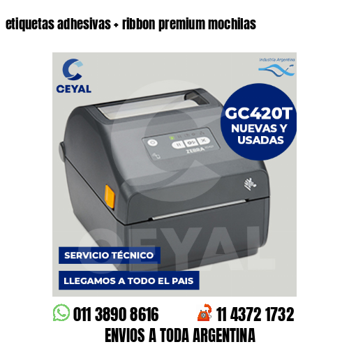 etiquetas adhesivas   ribbon premium mochilas