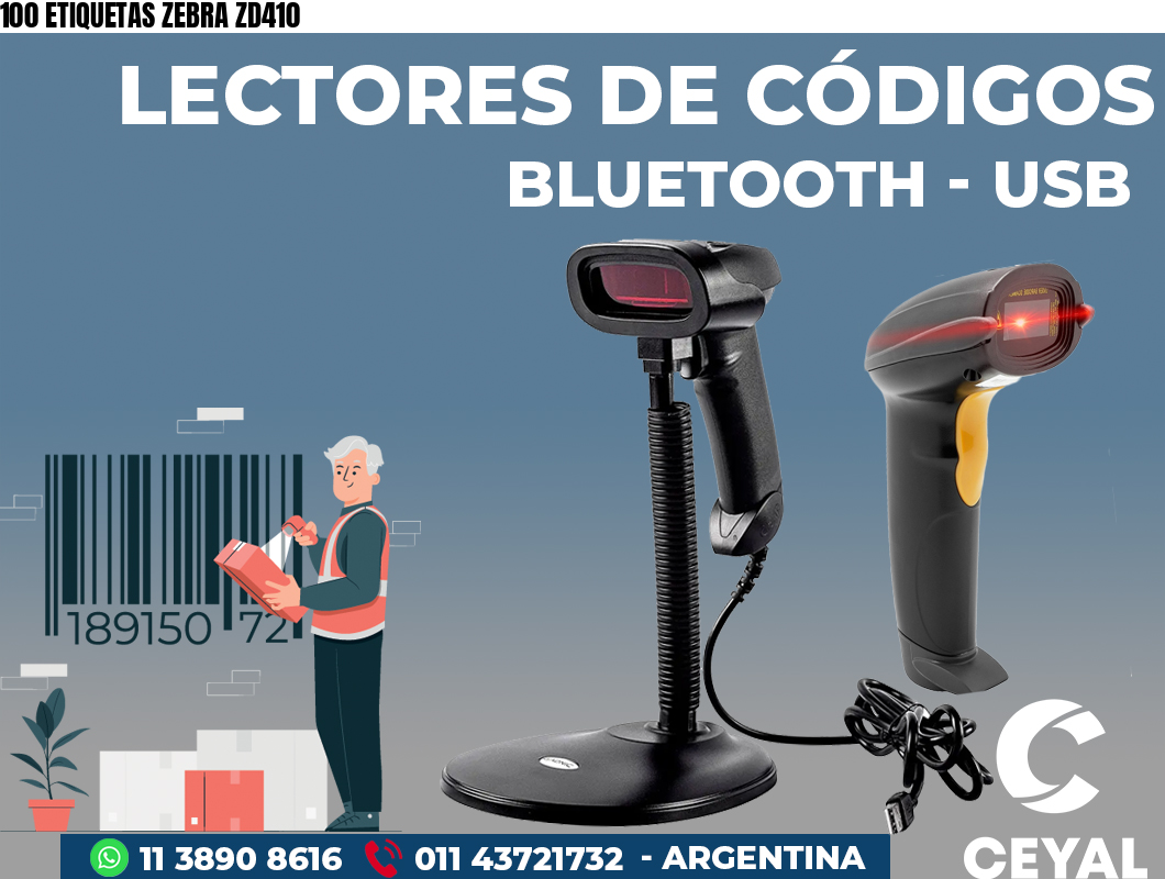 100 ETIQUETAS ZEBRA ZD410