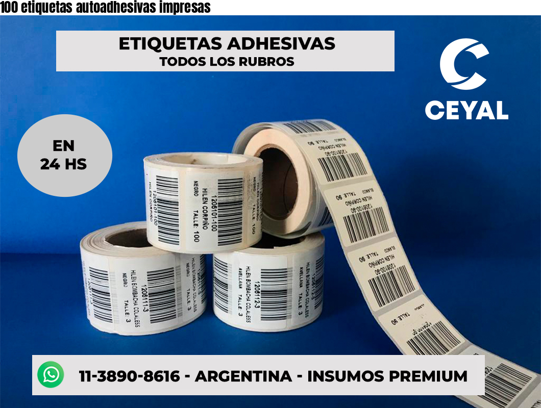 100 etiquetas autoadhesivas impresas
