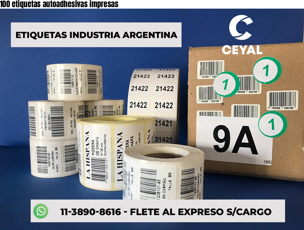 100 etiquetas autoadhesivas impresas