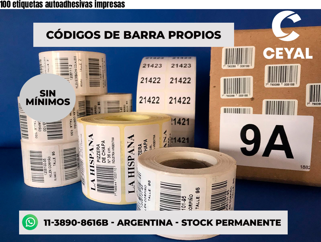 100 etiquetas autoadhesivas impresas