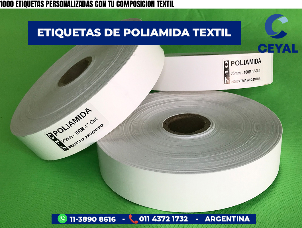 1000 ETIQUETAS PERSONALIZADAS CON TU COMPOSICION TEXTIL