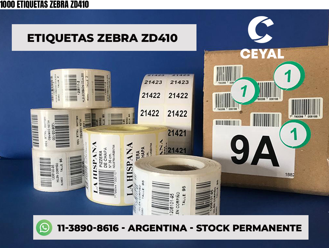 1000 ETIQUETAS ZEBRA ZD410