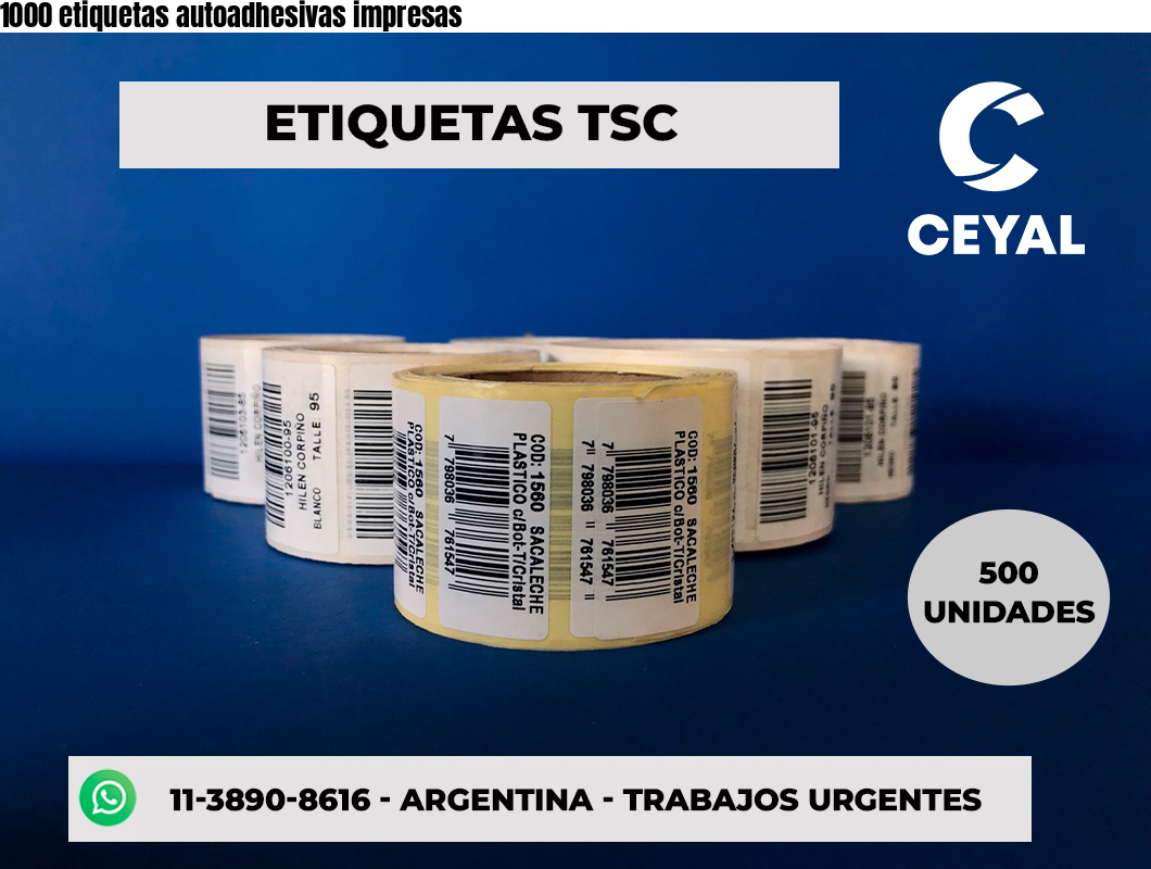 1000 etiquetas autoadhesivas impresas