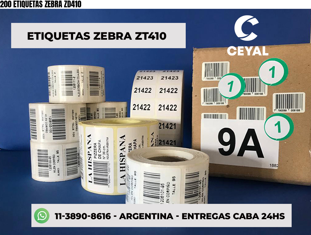 200 ETIQUETAS ZEBRA ZD410