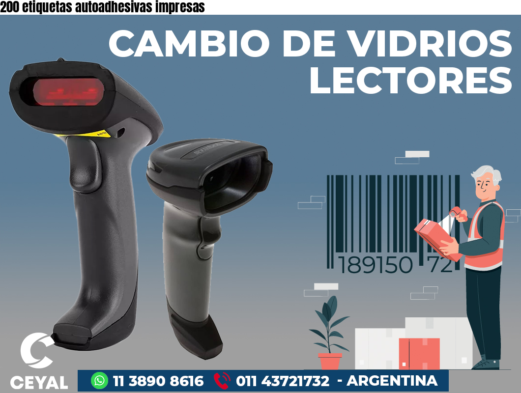 200 etiquetas autoadhesivas impresas