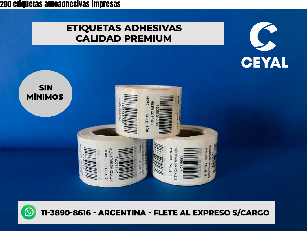 200 etiquetas autoadhesivas impresas
