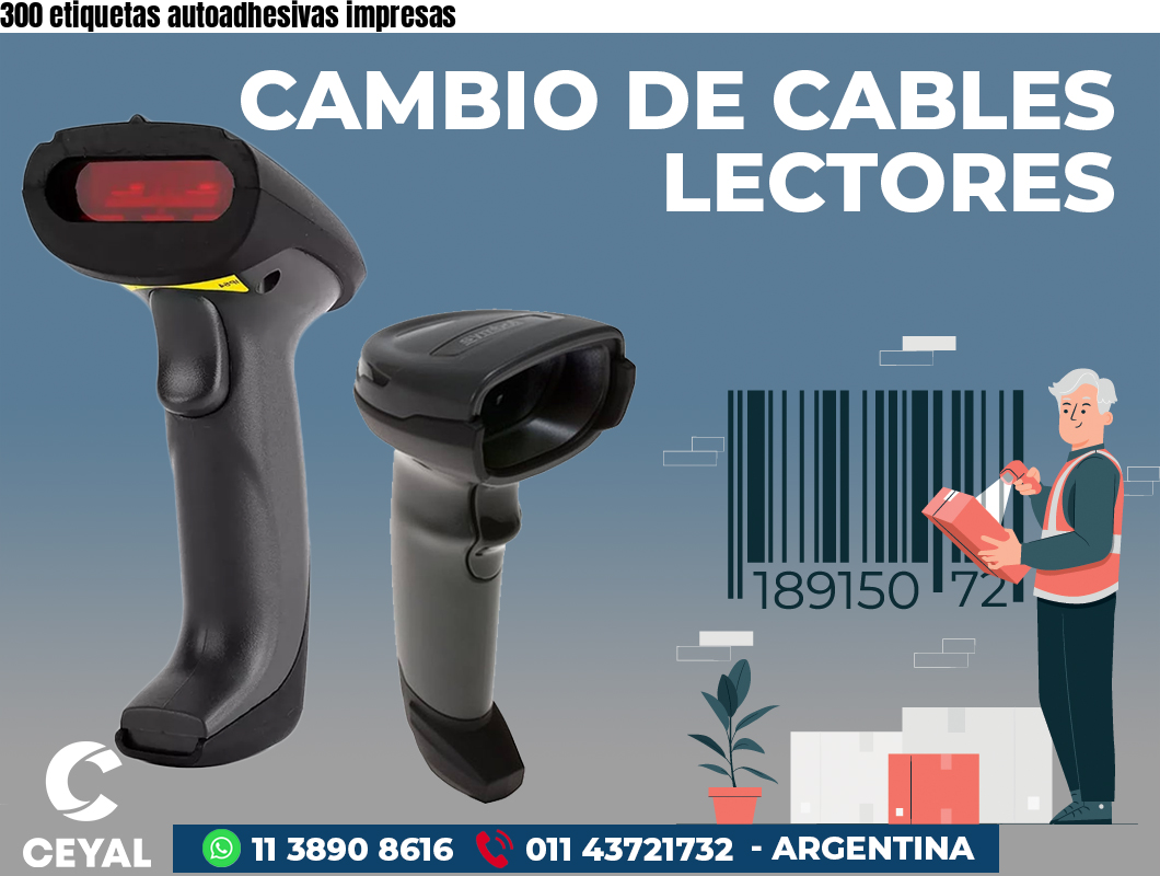 300 etiquetas autoadhesivas impresas