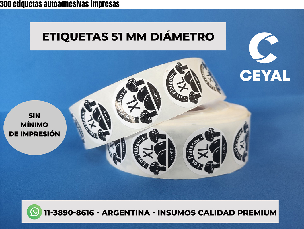 300 etiquetas autoadhesivas impresas