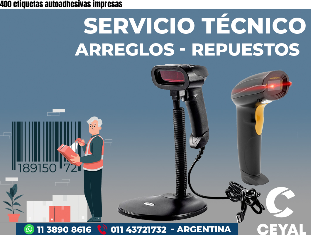 400 etiquetas autoadhesivas impresas