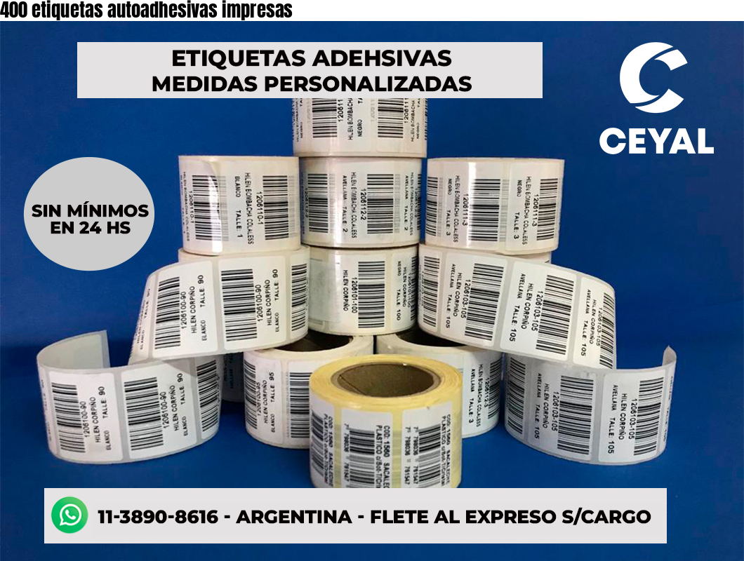 400 etiquetas autoadhesivas impresas