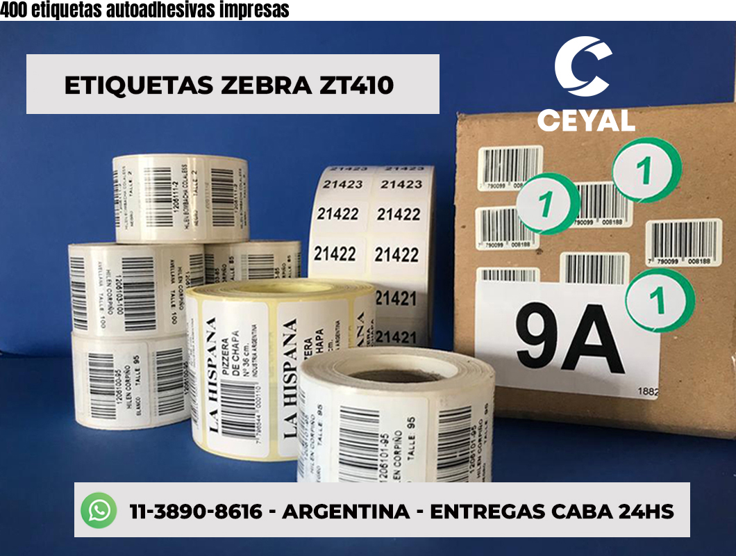 400 etiquetas autoadhesivas impresas