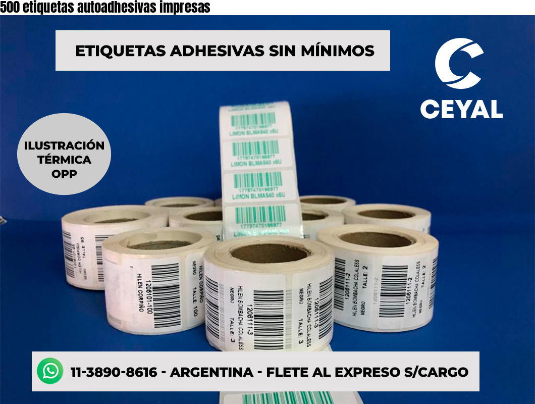 500 etiquetas autoadhesivas impresas