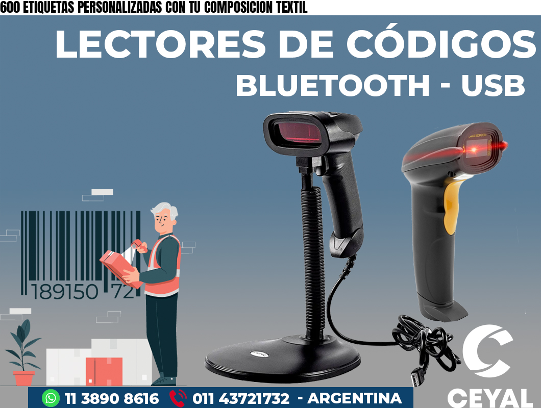 600 ETIQUETAS PERSONALIZADAS CON TU COMPOSICION TEXTIL