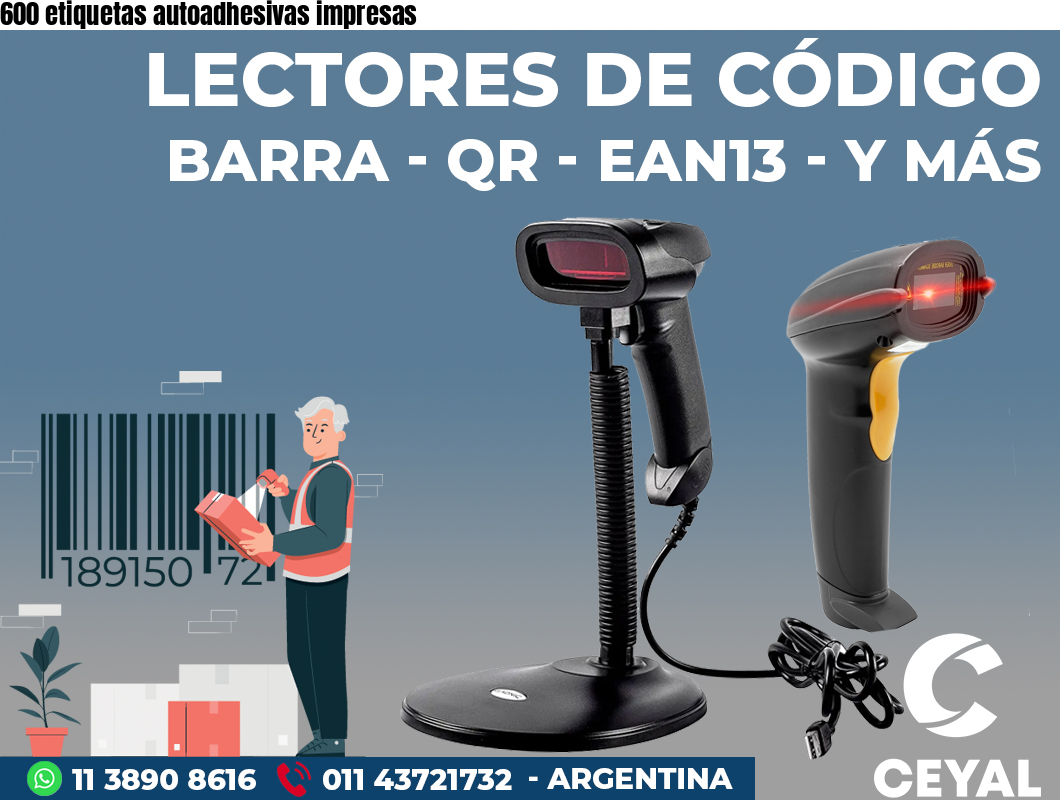600 etiquetas autoadhesivas impresas