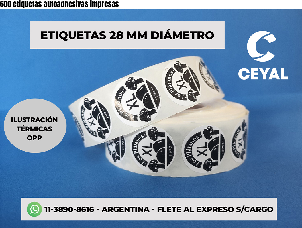 600 etiquetas autoadhesivas impresas