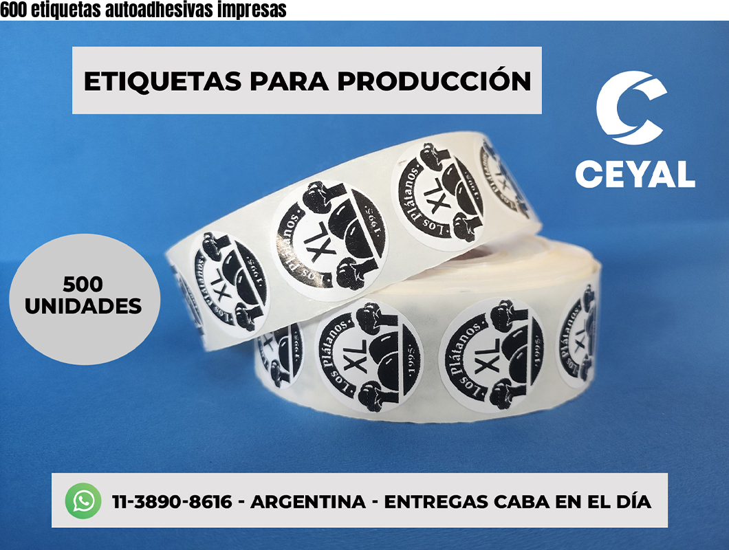 600 etiquetas autoadhesivas impresas