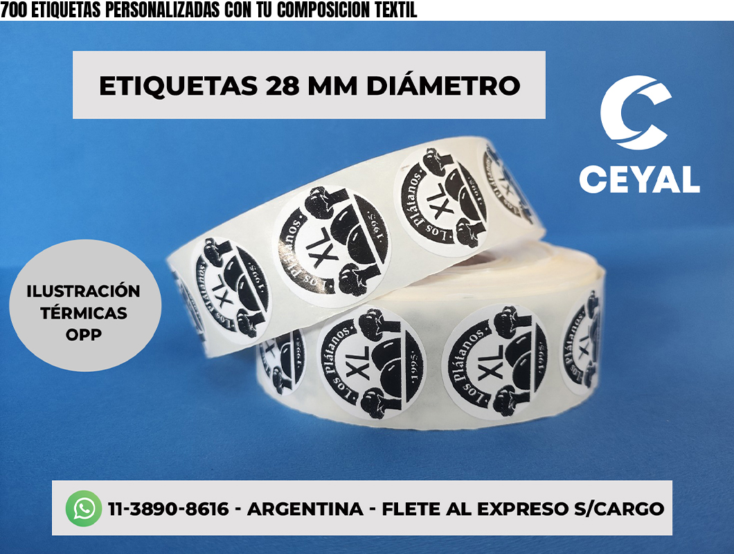 700 ETIQUETAS PERSONALIZADAS CON TU COMPOSICION TEXTIL