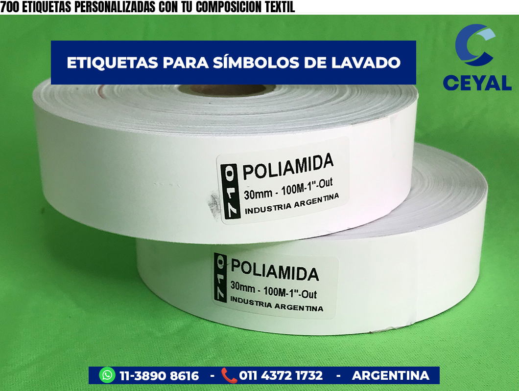 700 ETIQUETAS PERSONALIZADAS CON TU COMPOSICION TEXTIL