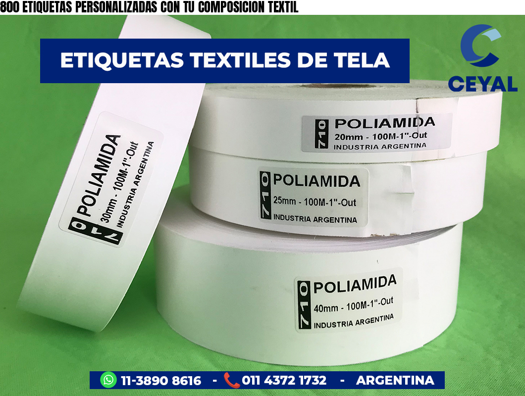 800 ETIQUETAS PERSONALIZADAS CON TU COMPOSICION TEXTIL