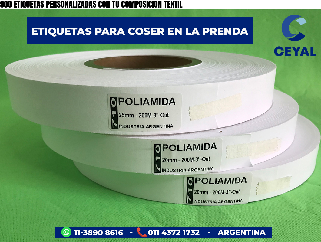 900 ETIQUETAS PERSONALIZADAS CON TU COMPOSICION TEXTIL