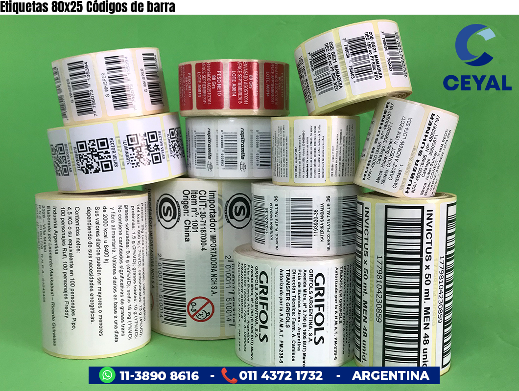 Etiquetas 80x25 Códigos de barra