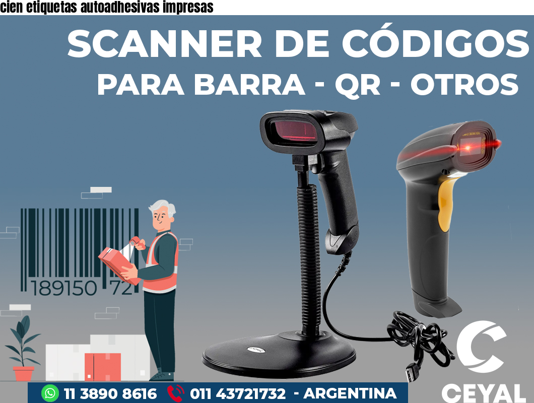 cien etiquetas autoadhesivas impresas