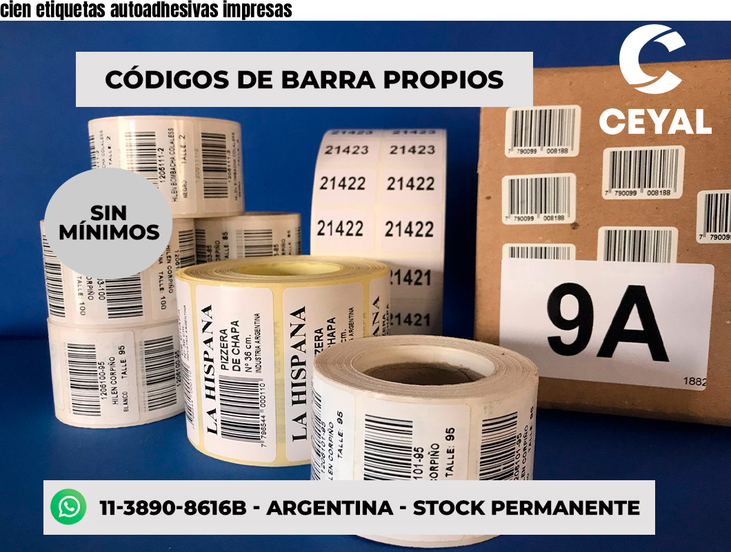 cien etiquetas autoadhesivas impresas