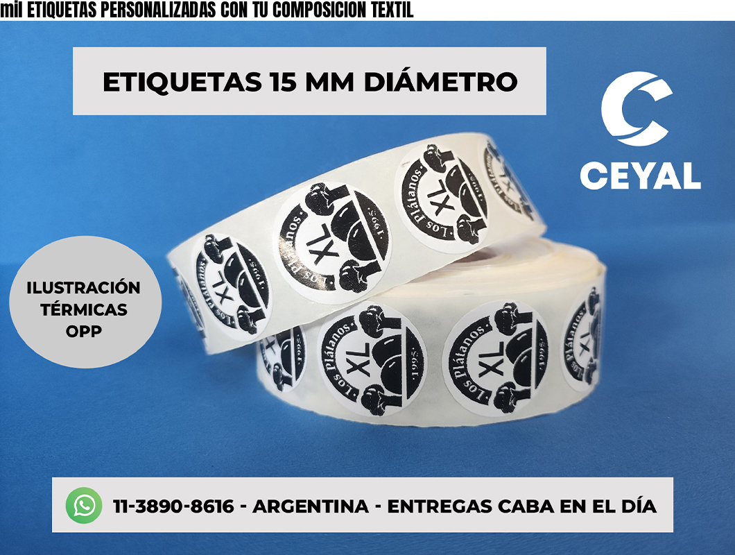 mil ETIQUETAS PERSONALIZADAS CON TU COMPOSICION TEXTIL