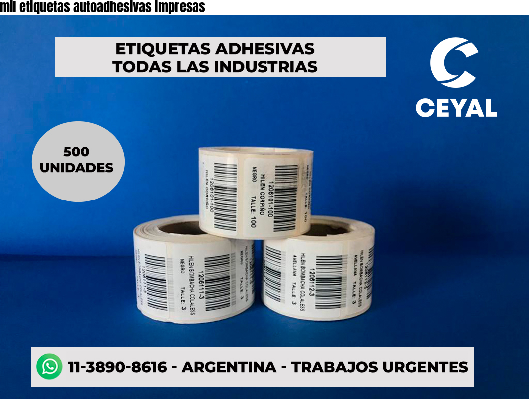 mil etiquetas autoadhesivas impresas