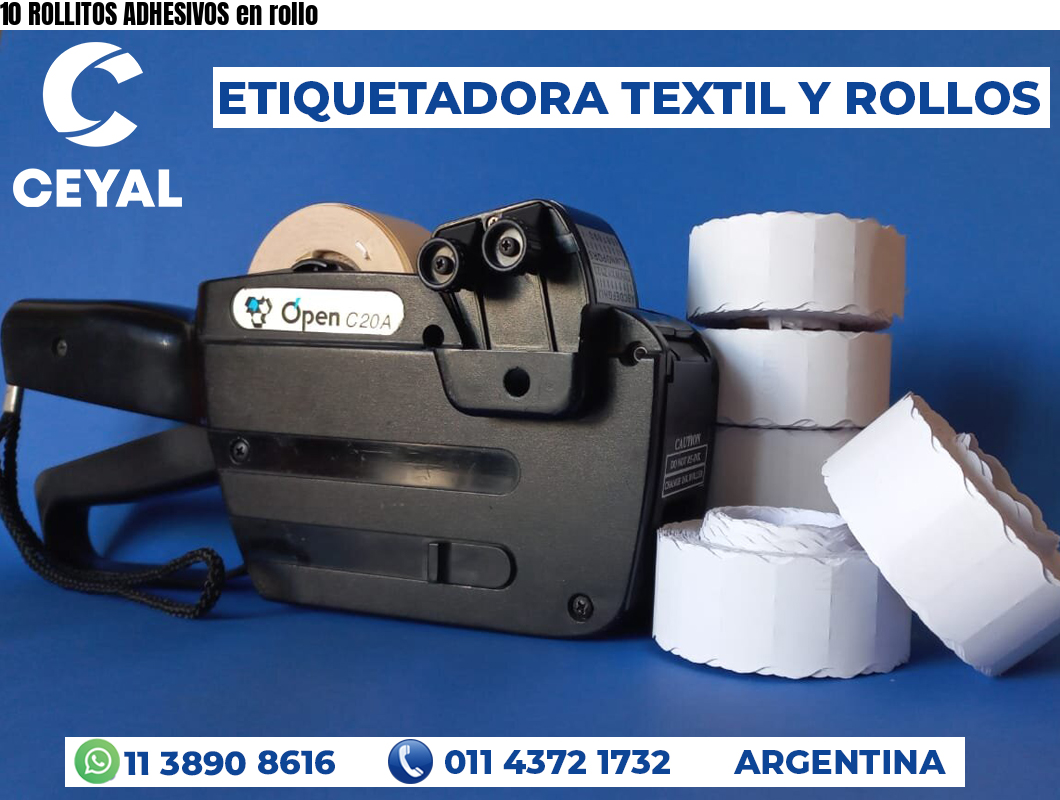 10 ROLLITOS ADHESIVOS en rollo