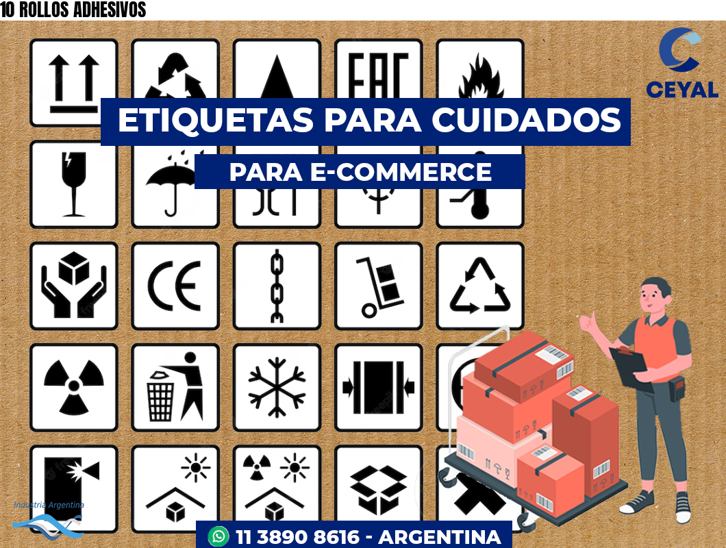10 ROLLOS ADHESIVOS