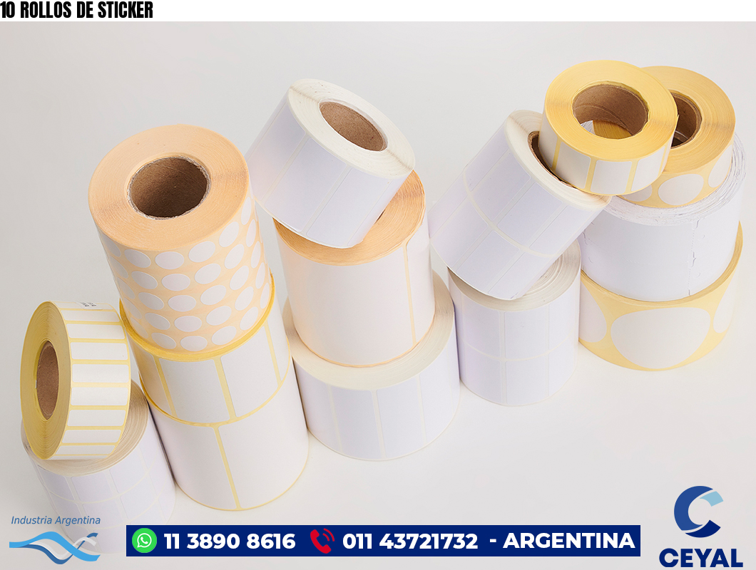 10 ROLLOS DE STICKER