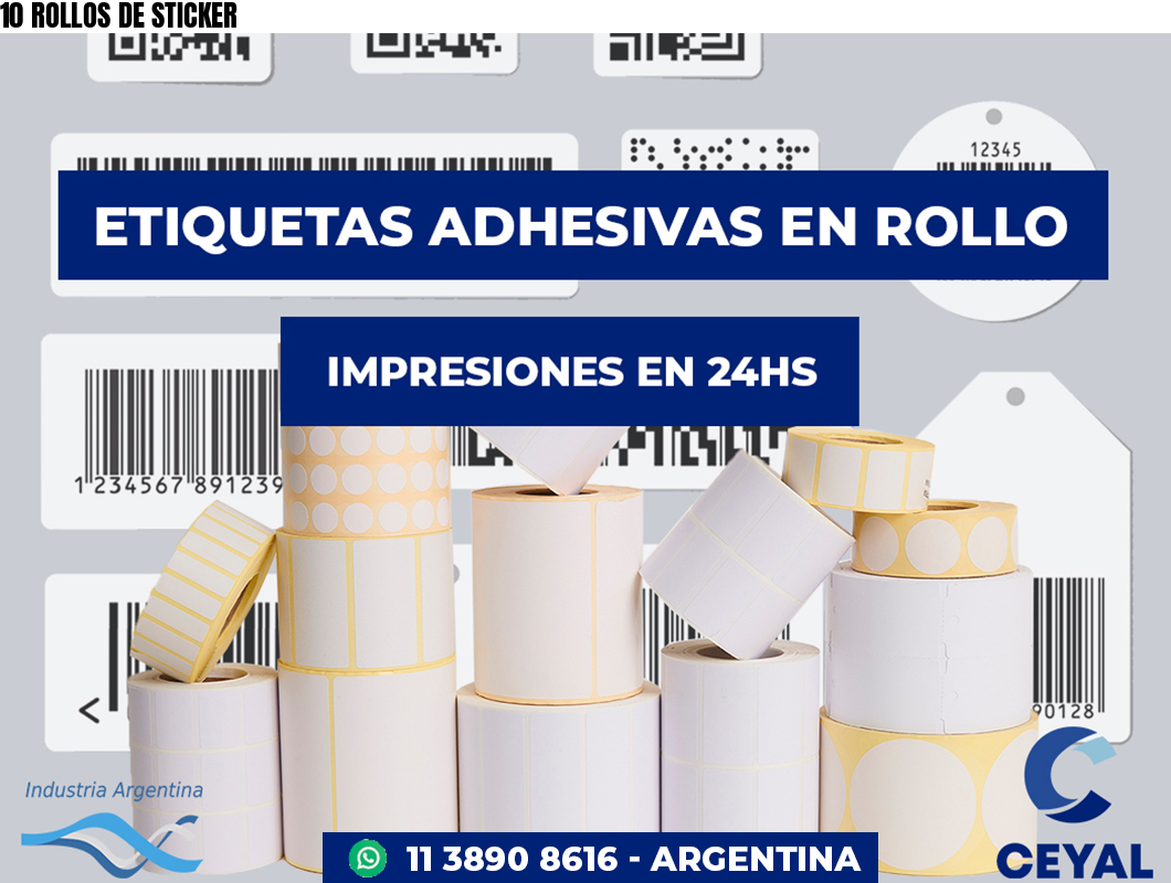 10 ROLLOS DE STICKER