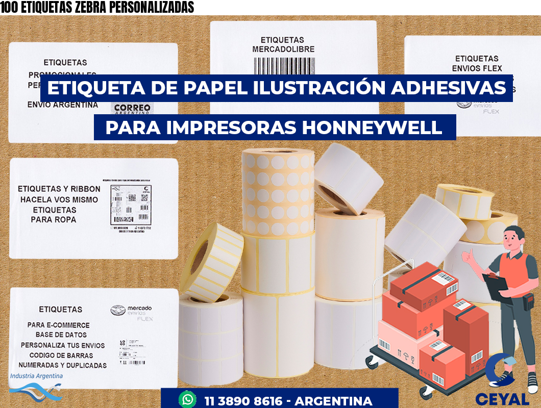 100 ETIQUETAS ZEBRA PERSONALIZADAS