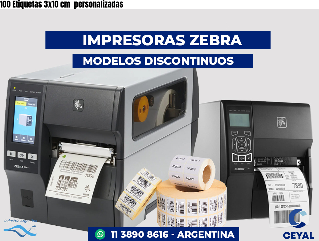 100 Etiquetas 3x10 cm  personalizadas