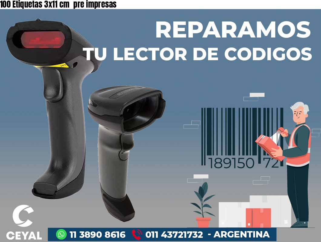 100 Etiquetas 3x11 cm  pre impresas