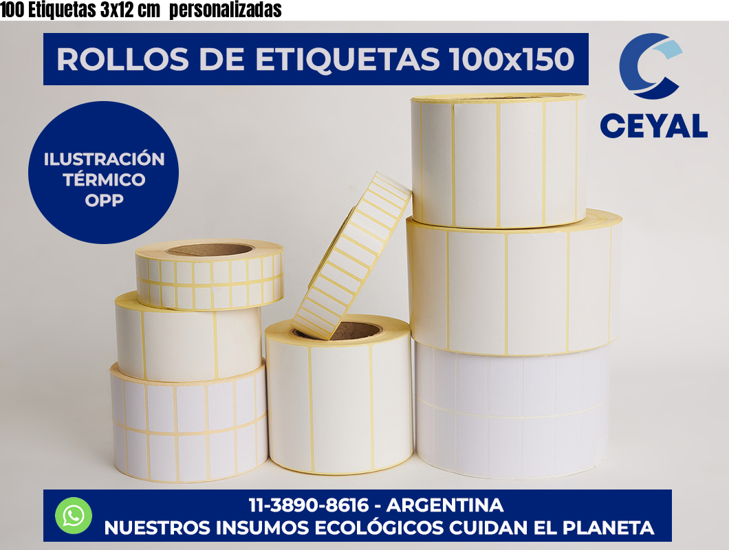100 Etiquetas 3×12 cm  personalizadas