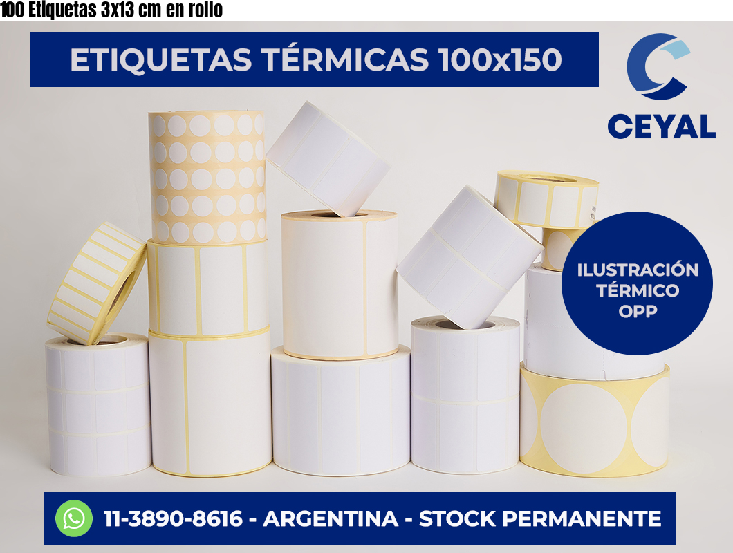 100 Etiquetas 3×13 cm en rollo